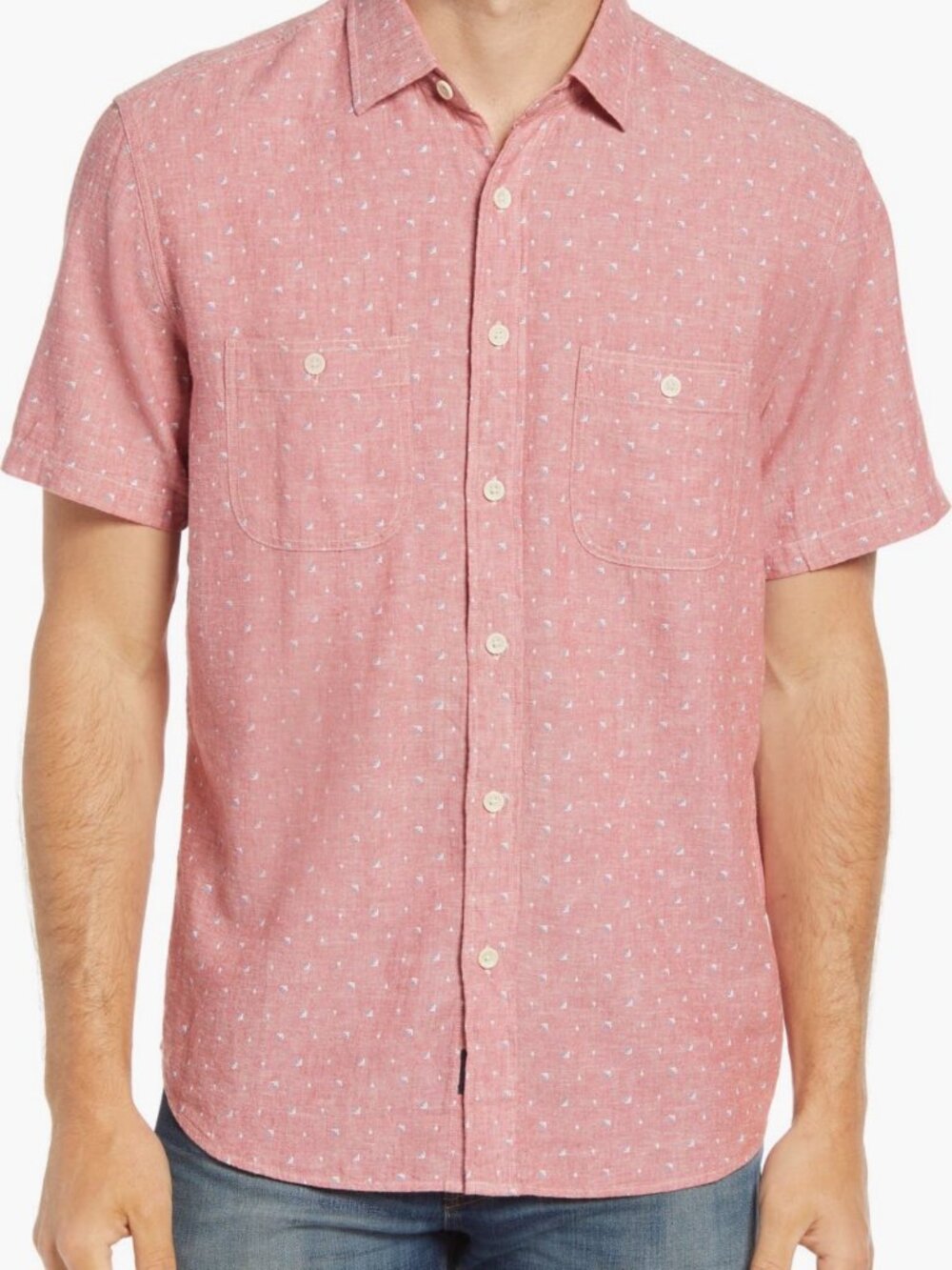 Faherty "Island" Short Sleeve Button Up Medium